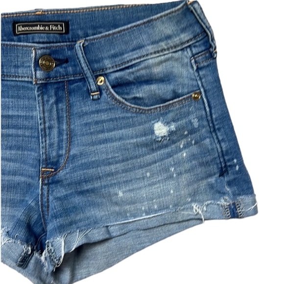 Abercrombie & Fitch Jean Short Sz 26 Medium Wash Distressed Denim Jean Shorts - Picture 7 of 8